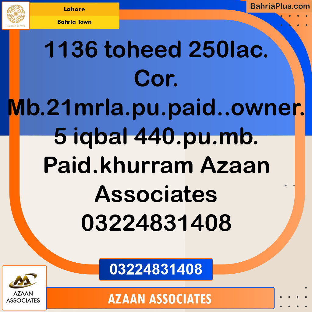 Residential Plot for Sale in Bahria Town, Lahore - (BP-275305)