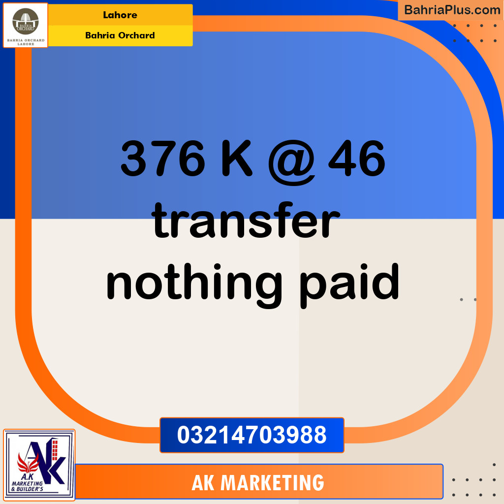 Residential Plot for Sale in Bahria Orchard, Lahore - (BP-275322)