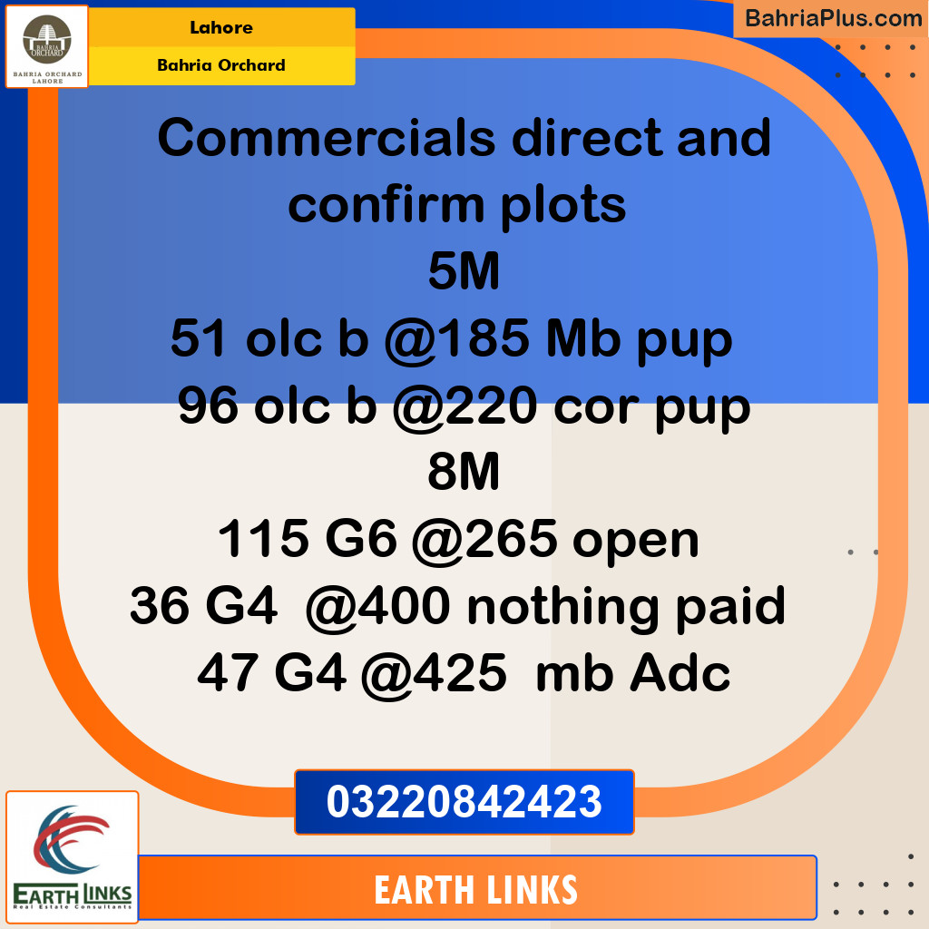 Commercial Plot for Sale in Bahria Orchard, Lahore - (BP-275329)