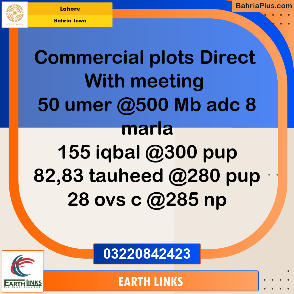 Commercial Plot for Sale in Bahria Town, Lahore - (BP-275330)