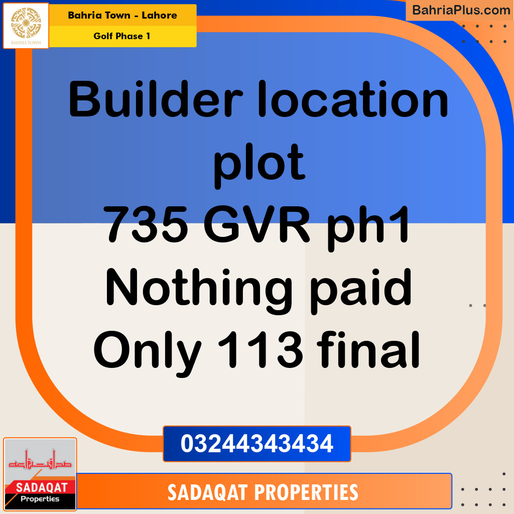 10 Marla Residential Plot for Sale in Golf Phase 1 -  Bahria Town, Lahore - (BP-275342)