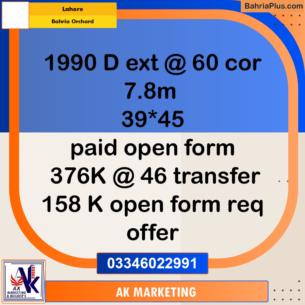 10 Marla Residential Plot for Sale in Bahria Orchard, Lahore - (BP-275345)