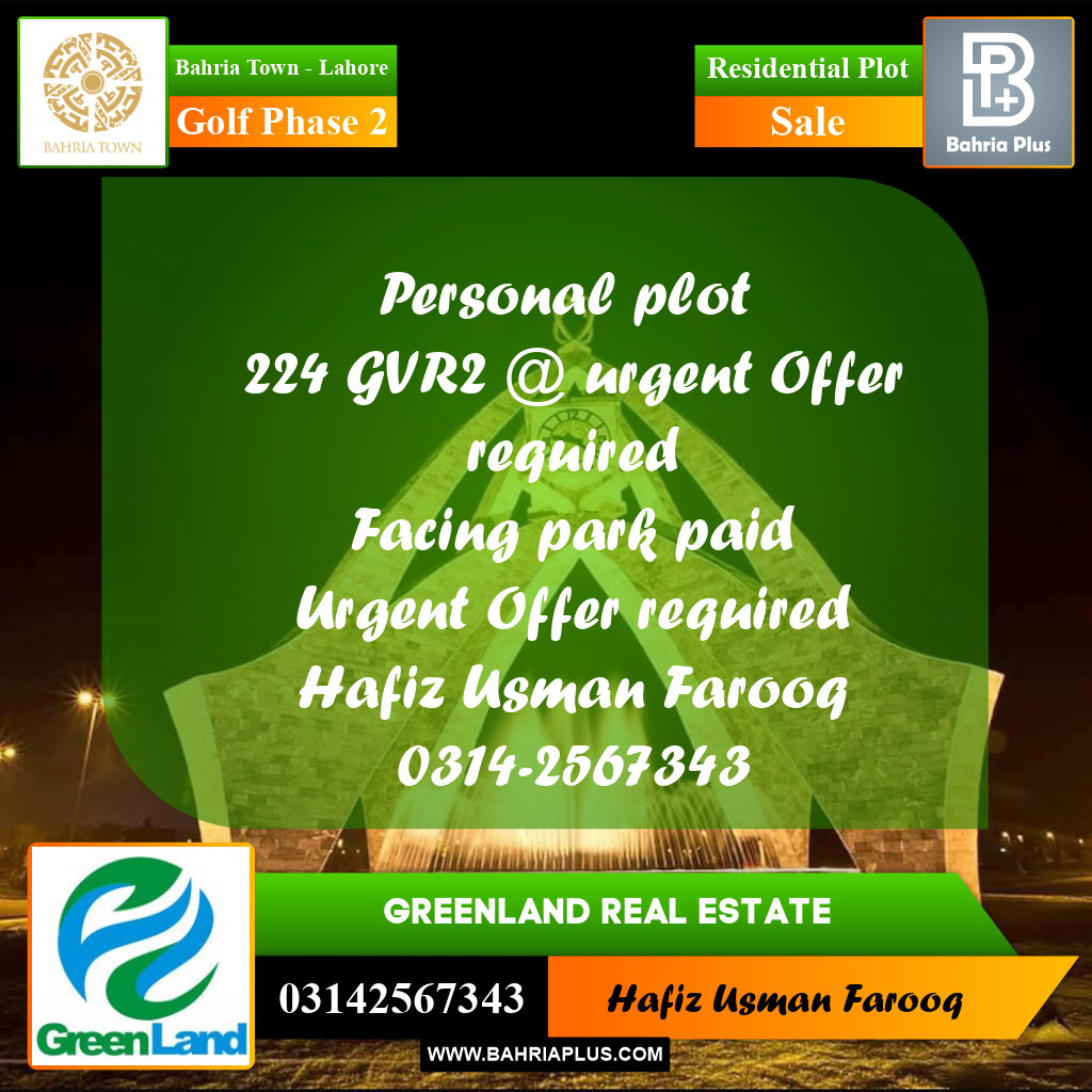 10 Marla Residential Plot for Sale in Golf Phase 2 -  Bahria Town, Lahore - (BP-275355)