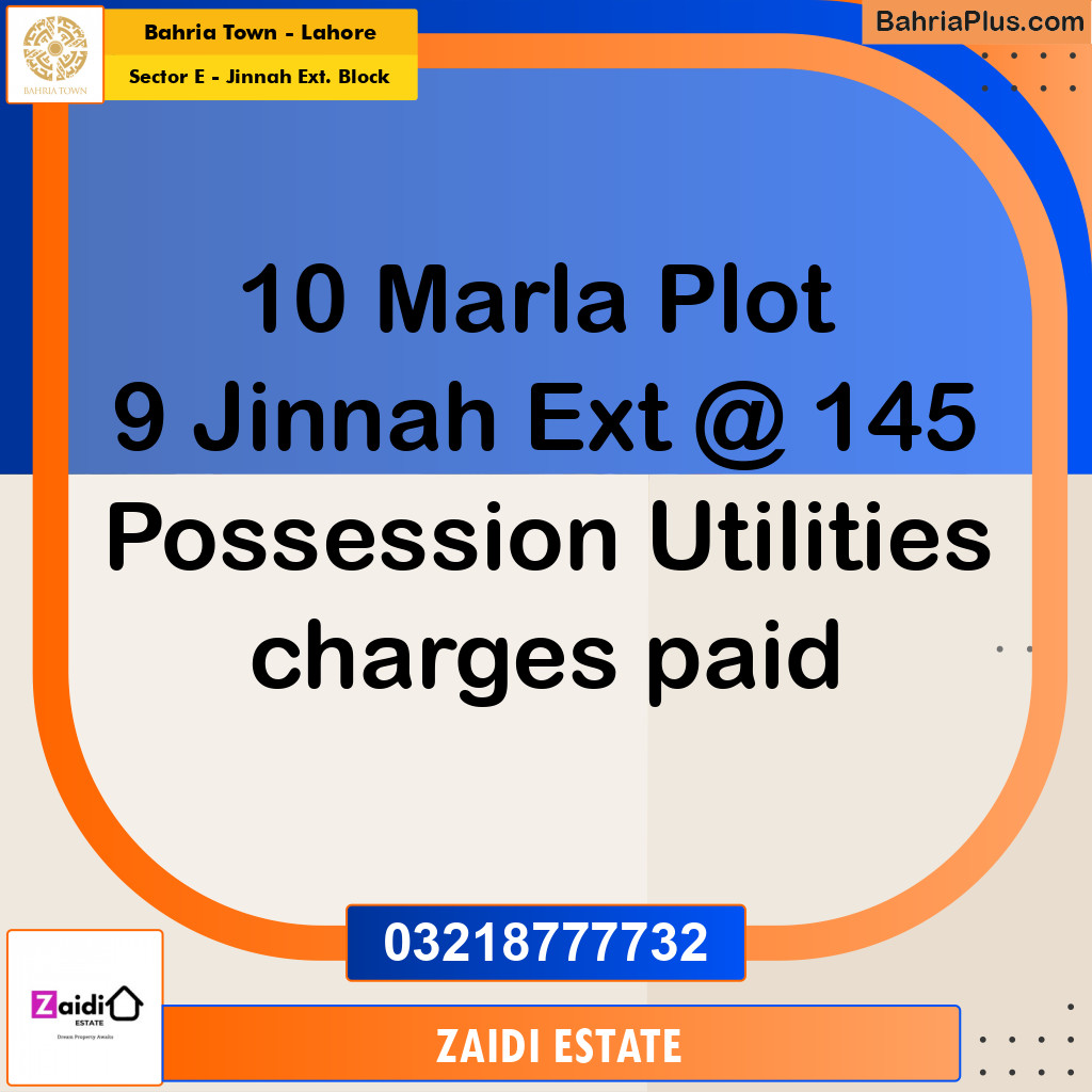 10 Marla Residential Plot for Sale in Sector E - Jinnah Ext. Block -  Bahria Town, Lahore - (BP-275377)