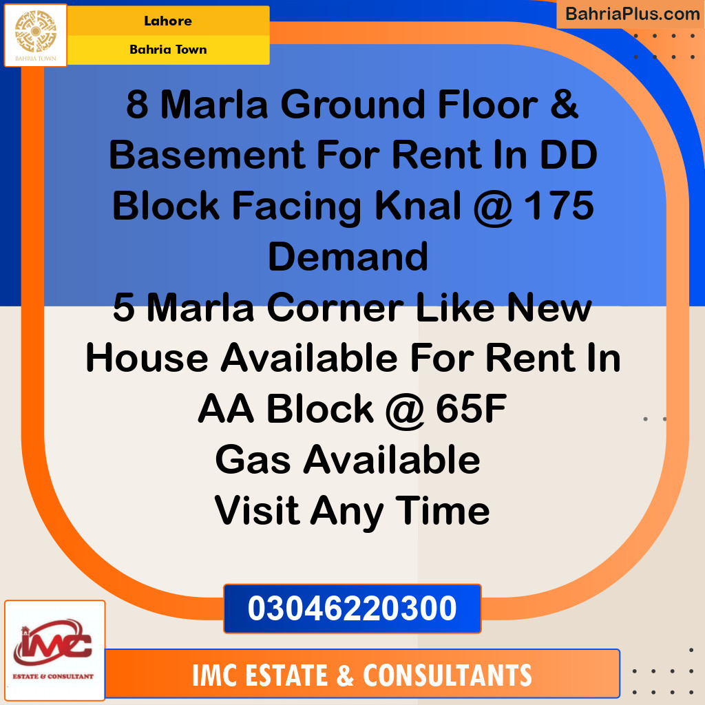 Residential House for Rent in Bahria Town, Lahore - (BP-275434)