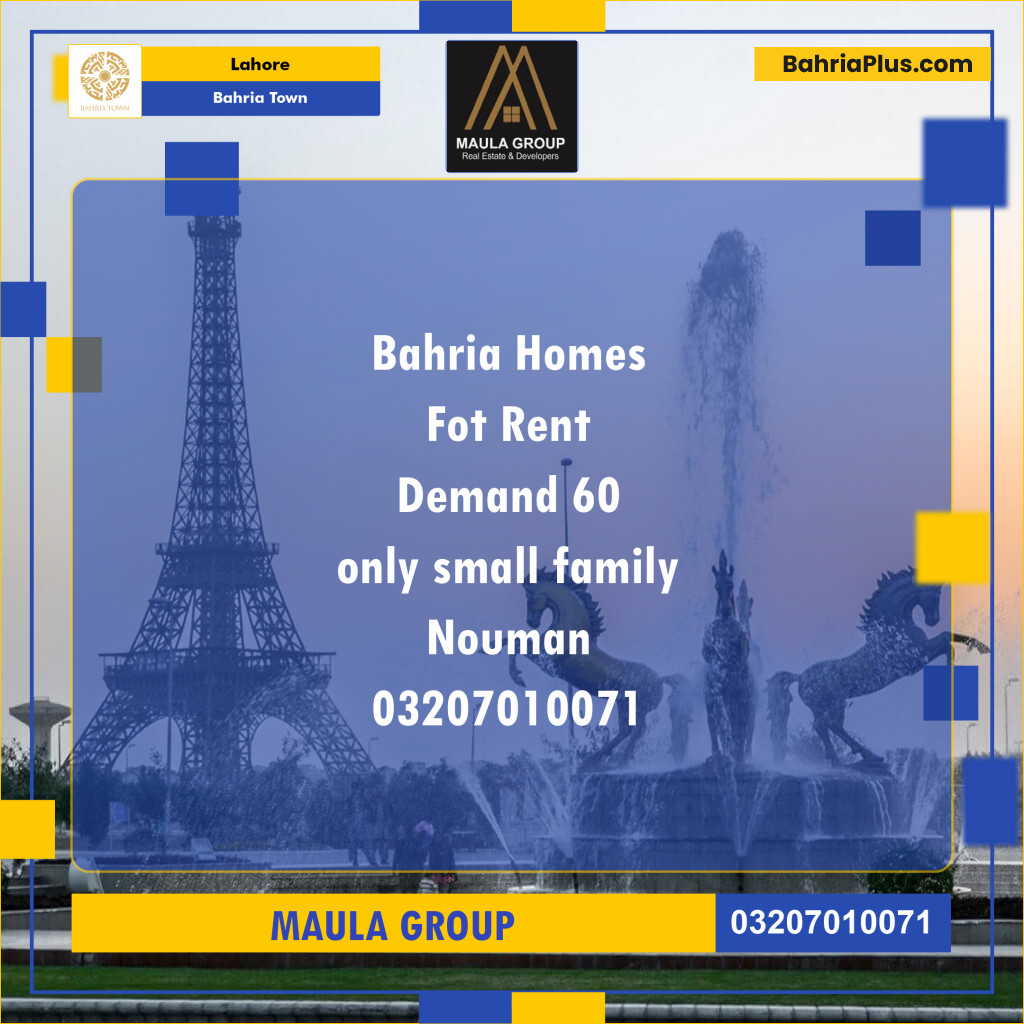 Residential House for Rent in Bahria Town, Lahore - (BP-275451)