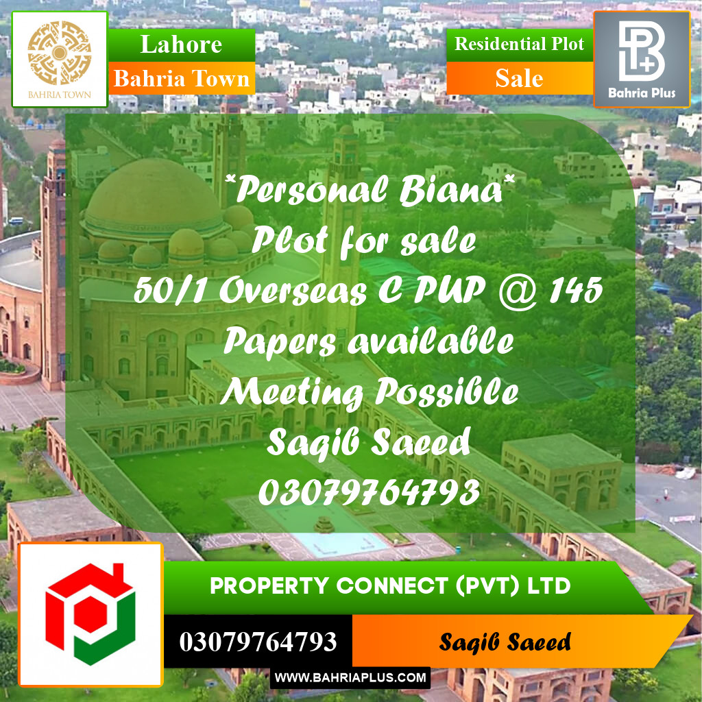 Residential Plot for Sale in Bahria Town, Lahore - (BP-275481)
