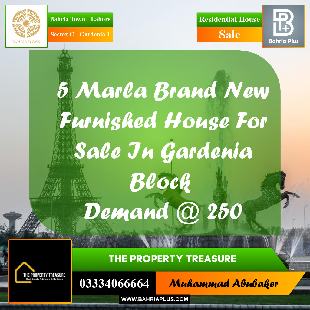 5 Marla Residential House for Sale in Sector C - Gardenia 1 -  Bahria Town, Lahore - (BP-275484)