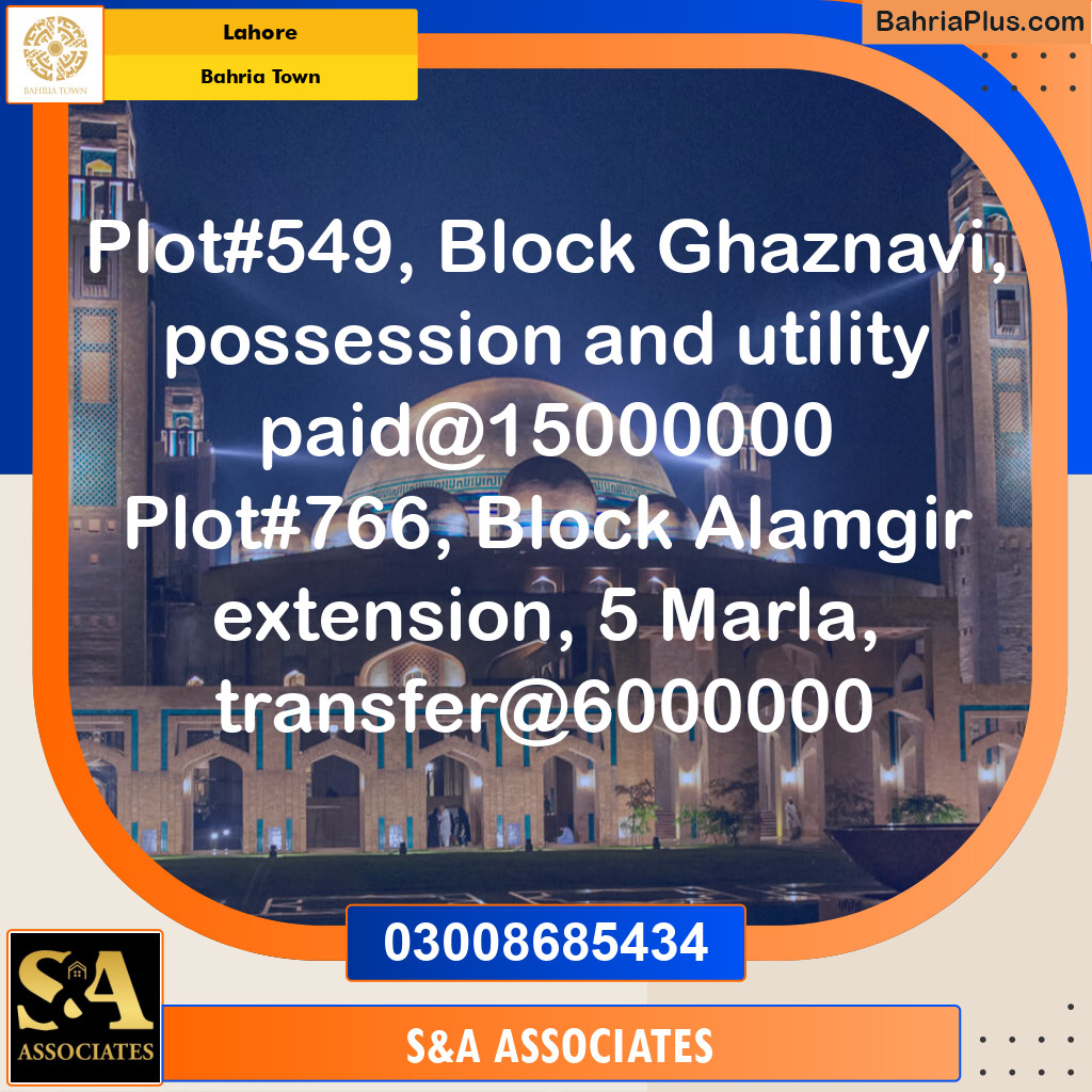 Residential Plot for Sale in Bahria Town, Lahore - (BP-275501)