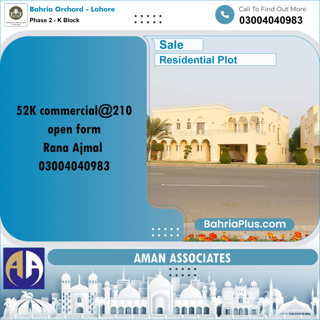 Residential Plot for Sale in Phase 2 - K Block -  Bahria Orchard, Lahore - (BP-275507)