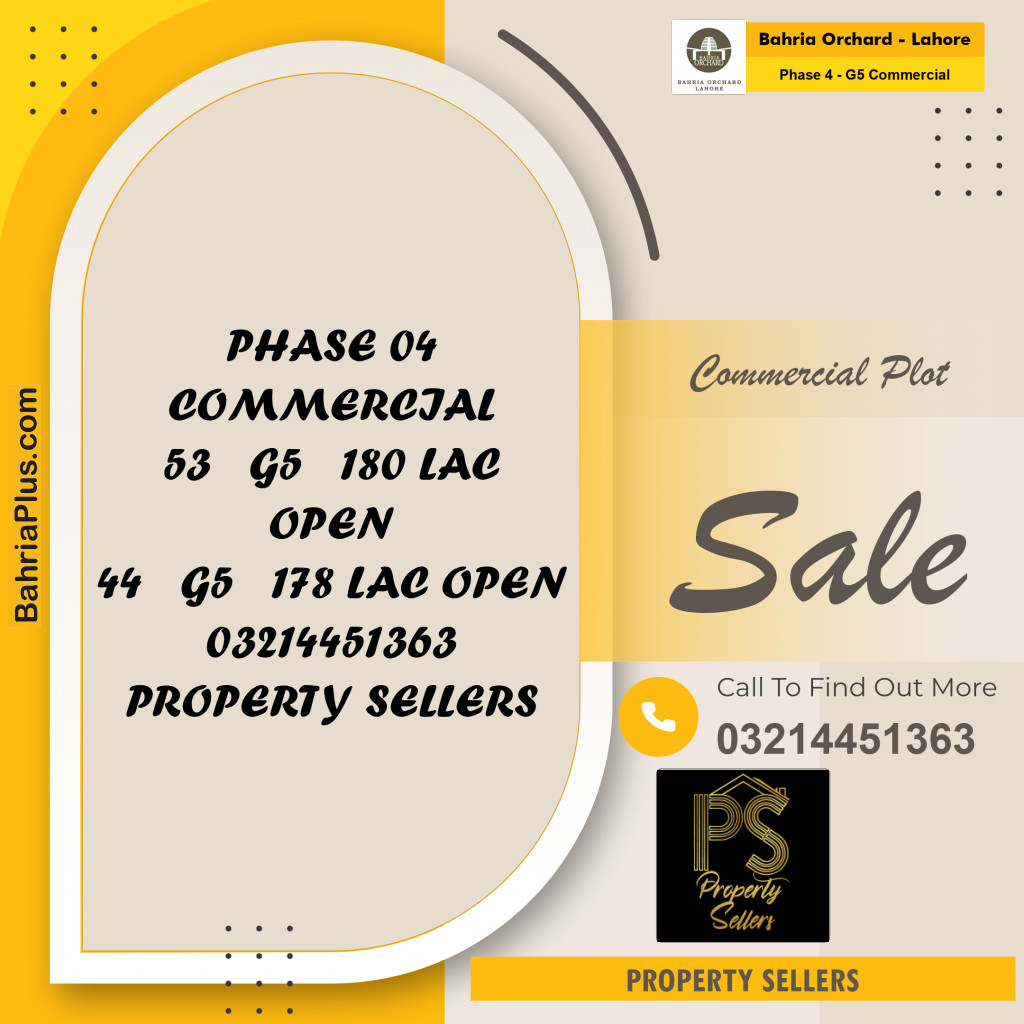 5 Marla Commercial Plot for Sale in Phase 4 - G5 Commercial -  Bahria Orchard, Lahore - (BP-275557)