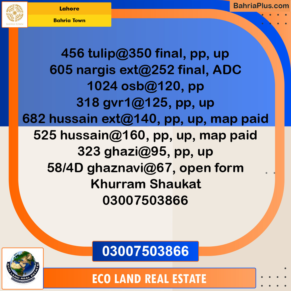 Residential Plot for Sale in Bahria Town, Lahore - (BP-275586)