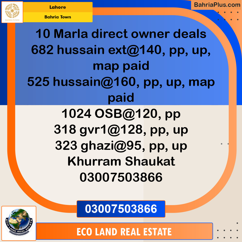 Residential Plot for Sale in Bahria Town, Lahore - (BP-275588)