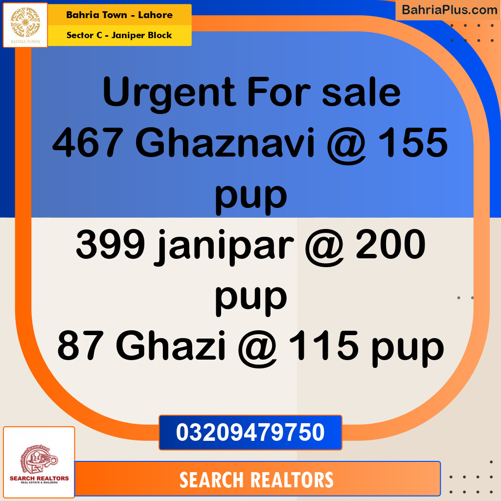 10 Marla Residential Plot for Sale in Sector C - Janiper Block -  Bahria Town, Lahore - (BP-275595)