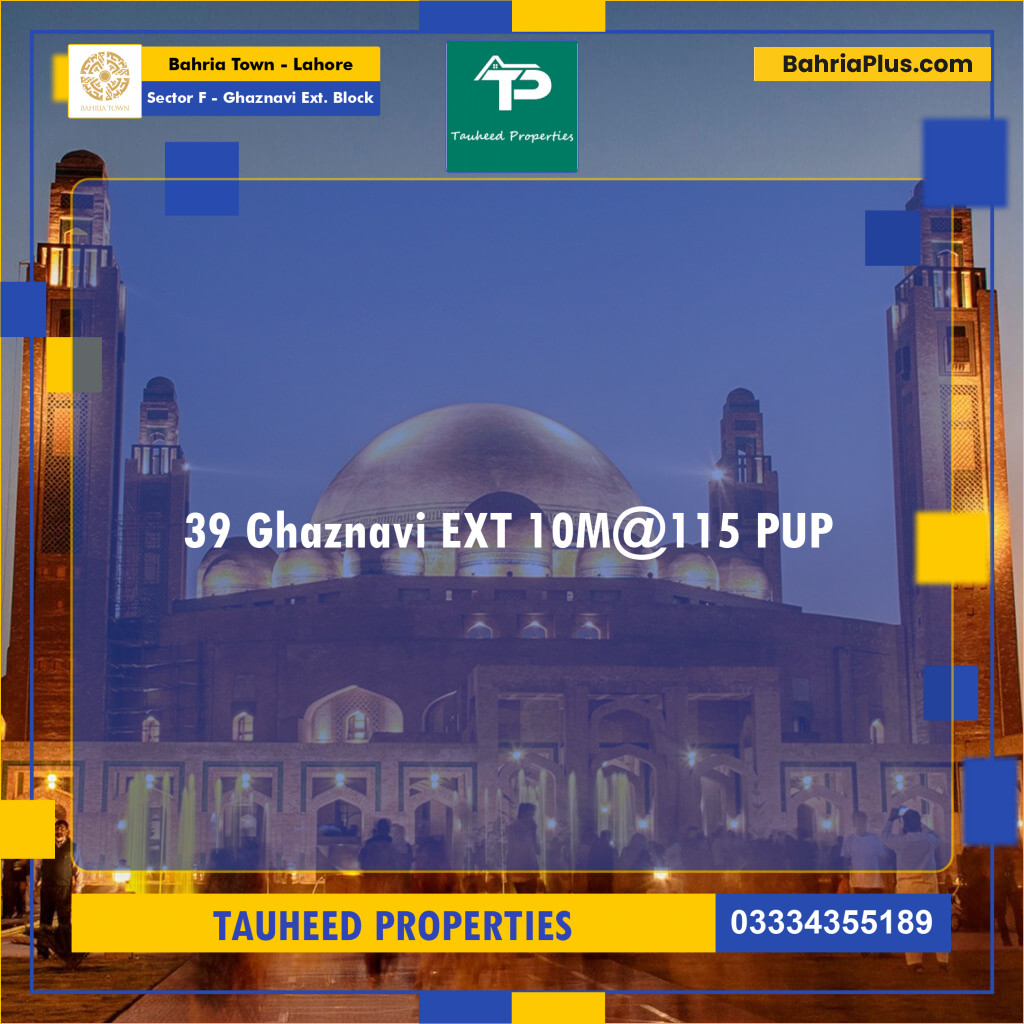 10 Marla Residential Plot for Sale in Sector F - Ghaznavi Ext. Block -  Bahria Town, Lahore - (BP-275683)