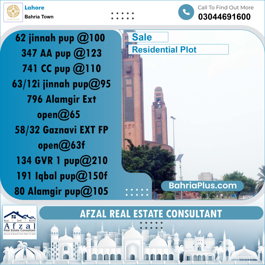 Residential Plot for Sale in Bahria Town, Lahore - (BP-275711)