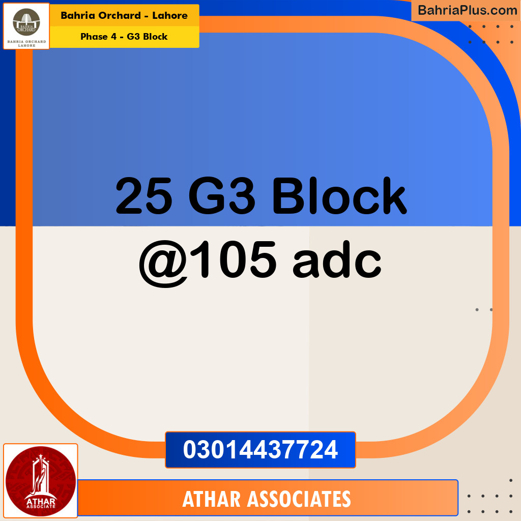 10 Marla Residential Plot for Sale in Phase 4 - G3 Block -  Bahria Orchard, Lahore - (BP-275733)