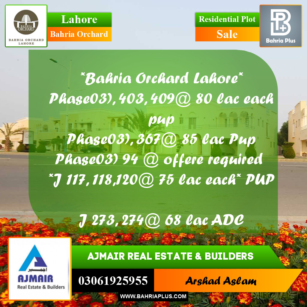 Residential Plot for Sale in Bahria Orchard, Lahore - (BP-275773)