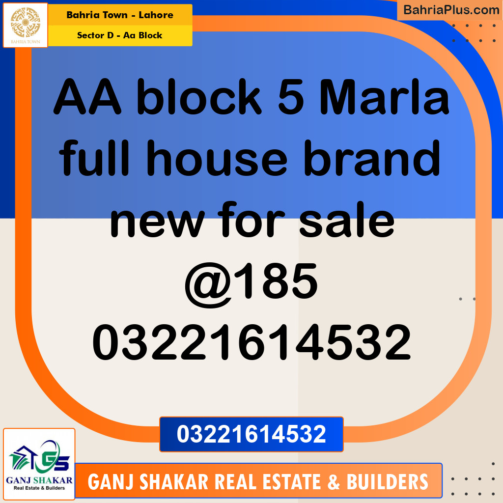 5 Marla Residential House for Sale in Sector D - AA Block -  Bahria Town, Lahore - (BP-275816)