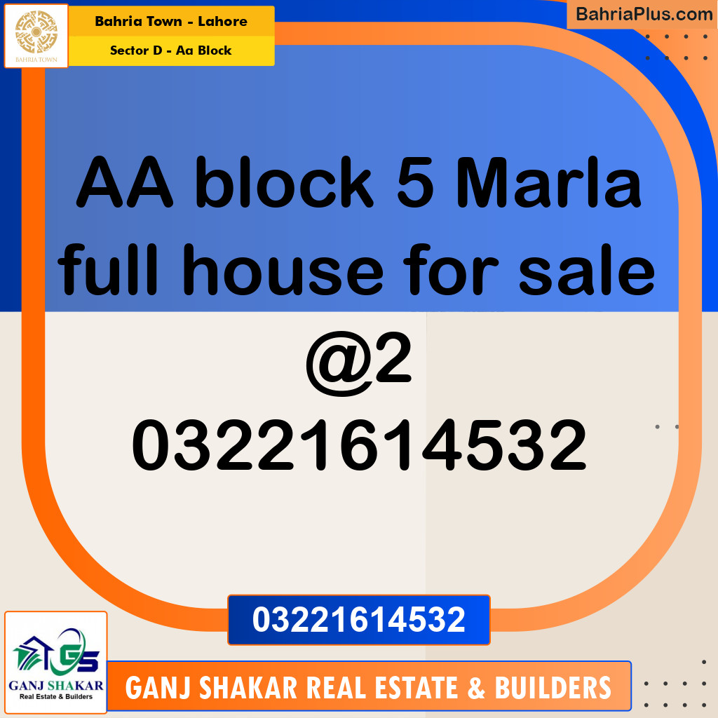 5 Marla Residential House for Sale in Sector D - AA Block -  Bahria Town, Lahore - (BP-275818)