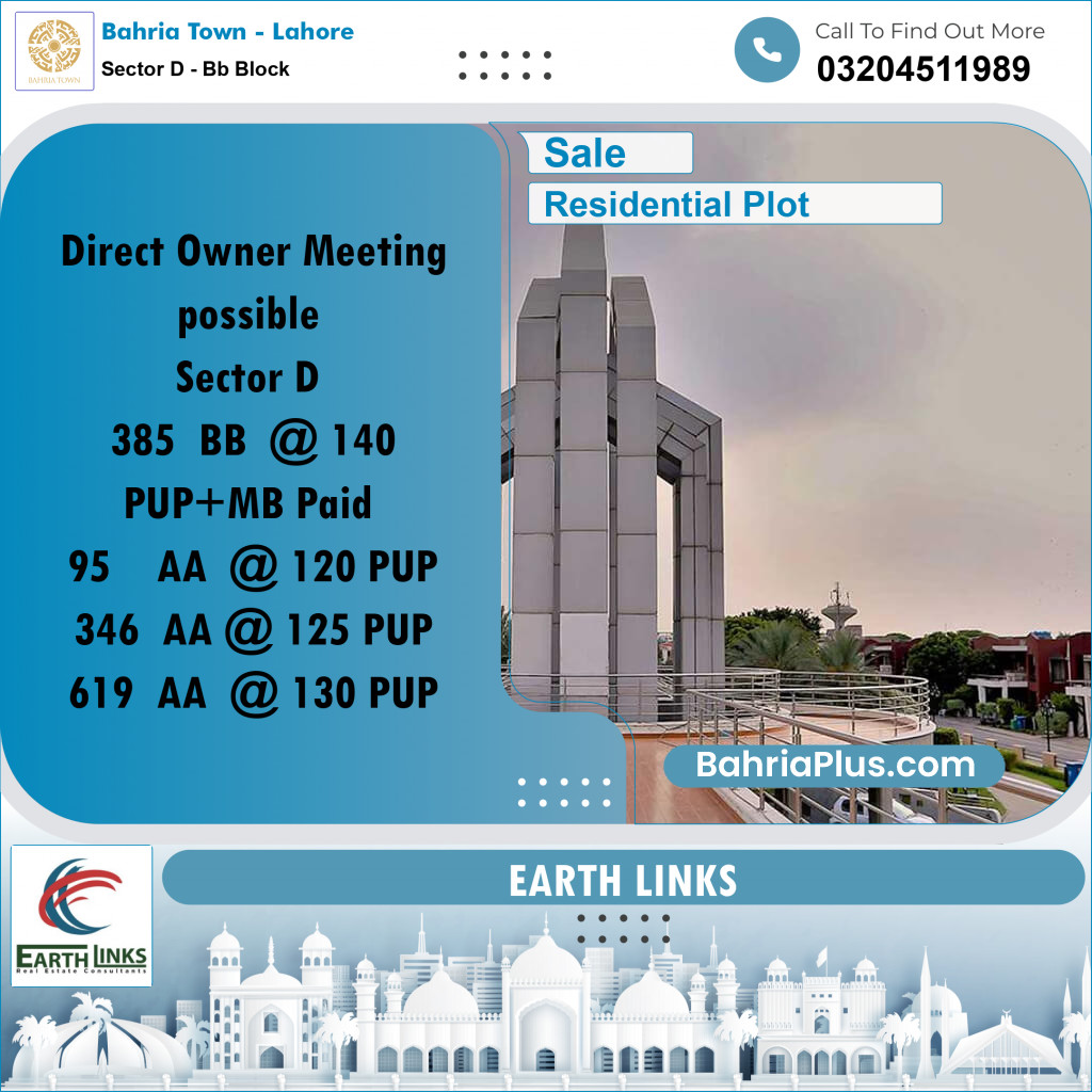5 Marla Residential Plot for Sale in Sector D - BB Block -  Bahria Town, Lahore - (BP-275831)
