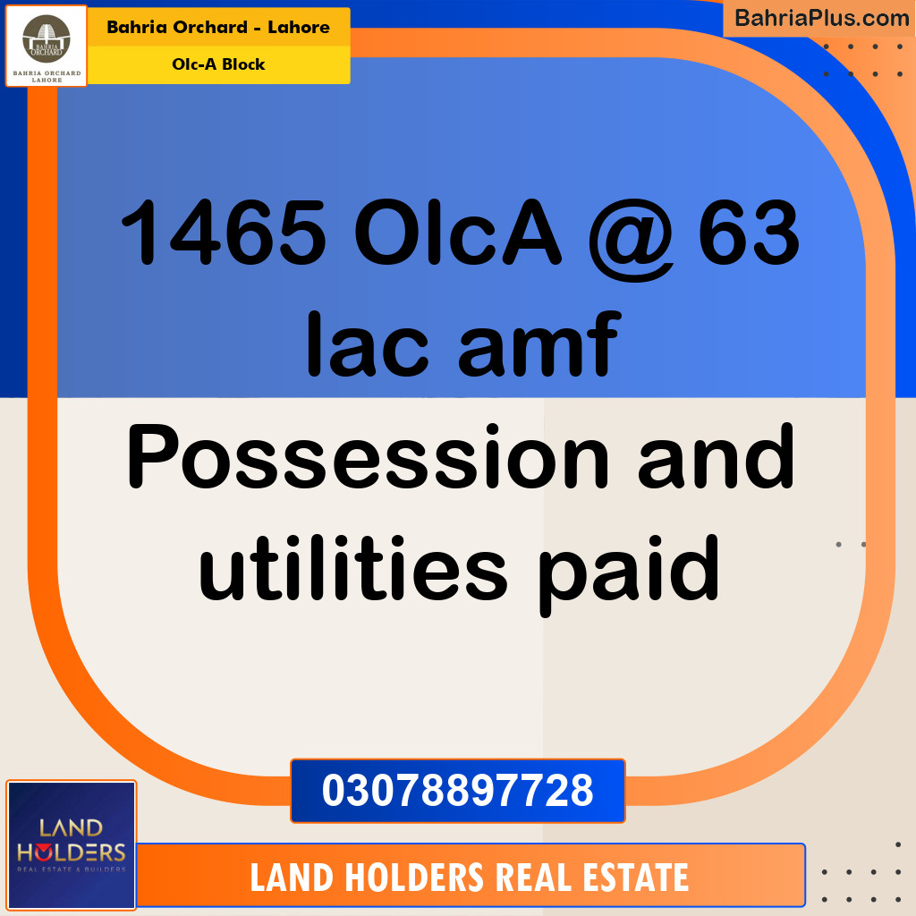 5 Marla Residential Plot for Sale in OLC-A Block -  Bahria Orchard, Lahore - (BP-275832)