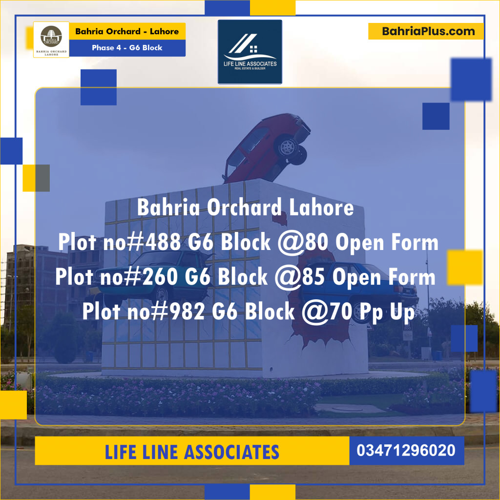 10 Marla Residential Plot for Sale in Phase 4 - G6 Block -  Bahria Orchard, Lahore - (BP-275833)