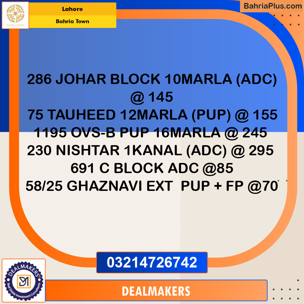 Residential Plot for Sale in Bahria Town, Lahore - (BP-275887)