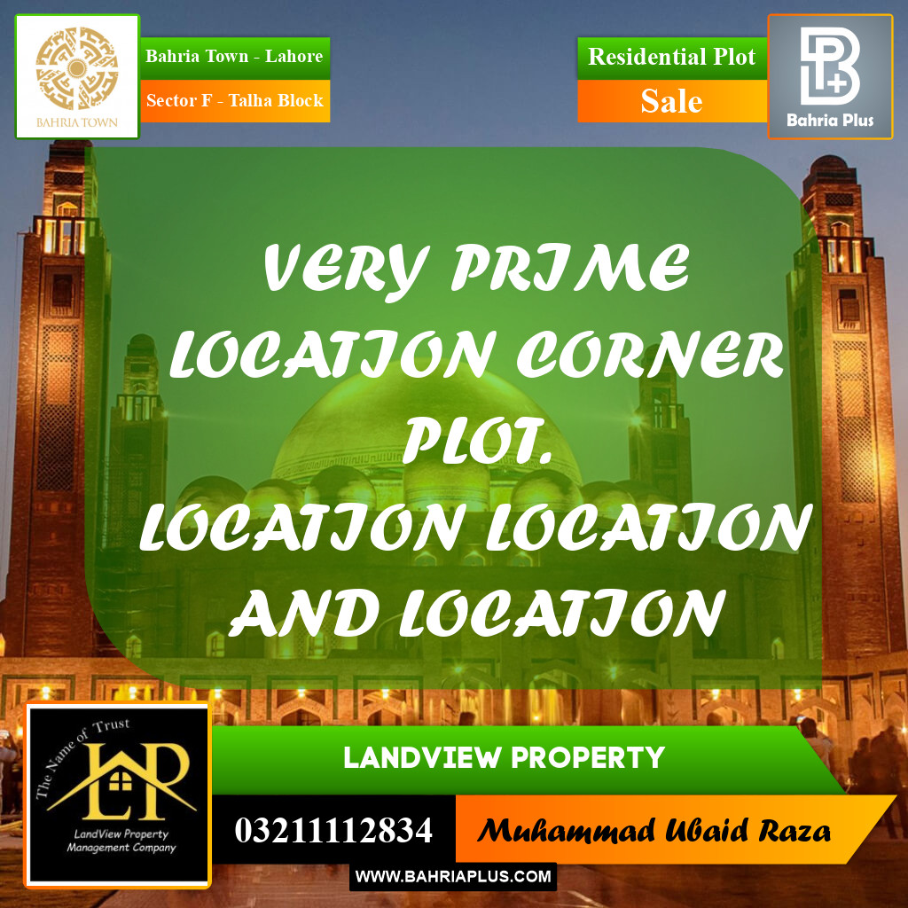 6.6 Marla Residential Plot for Sale in Sector F - Talha Block -  Bahria Town, Lahore - (BP-275910)