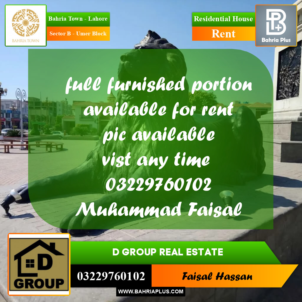 5 Marla Residential House for Rent in Sector B - Umer Block -  Bahria Town, Lahore - (BP-275917)