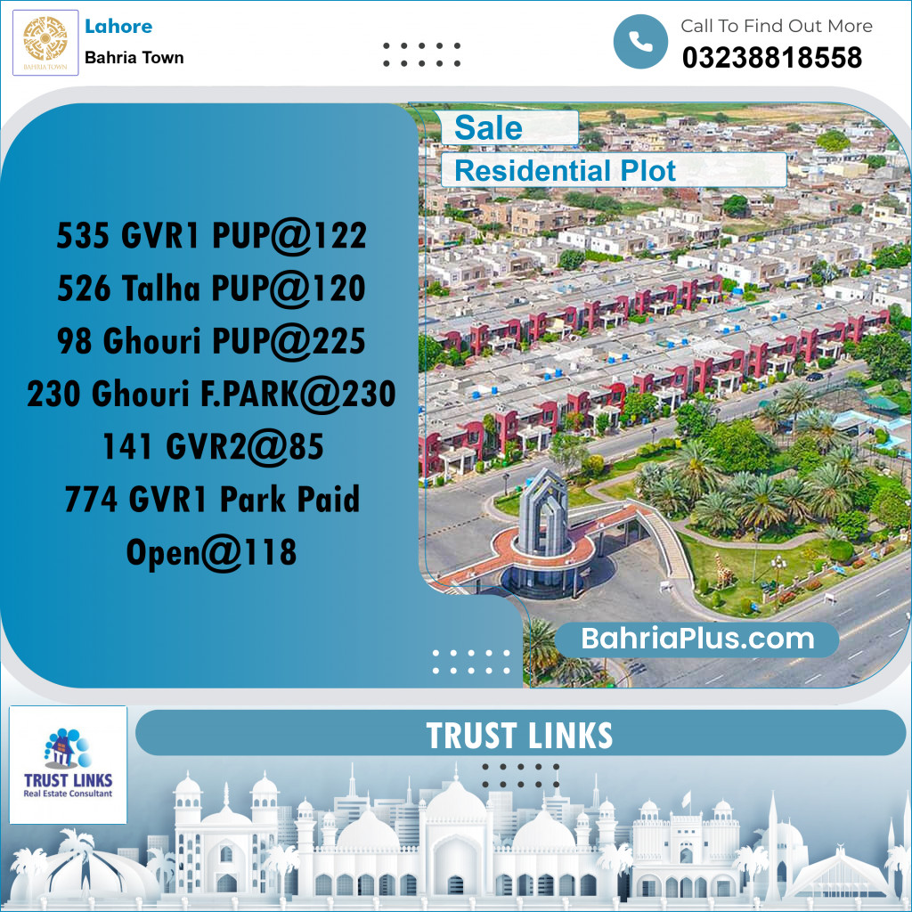 Residential Plot for Sale in Bahria Town, Lahore - (BP-275936)