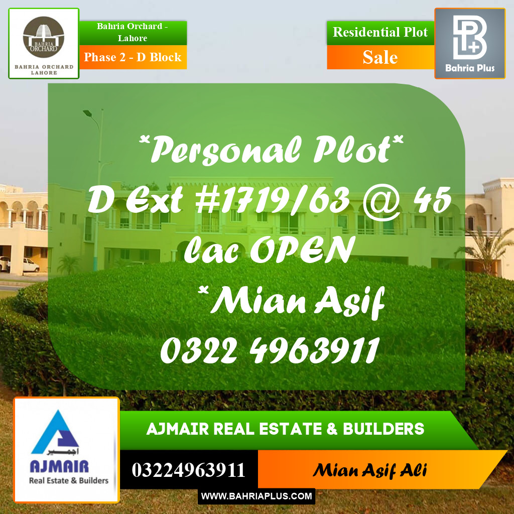 Residential Plot for Sale in Phase 2 - D Block -  Bahria Orchard, Lahore - (BP-275961)