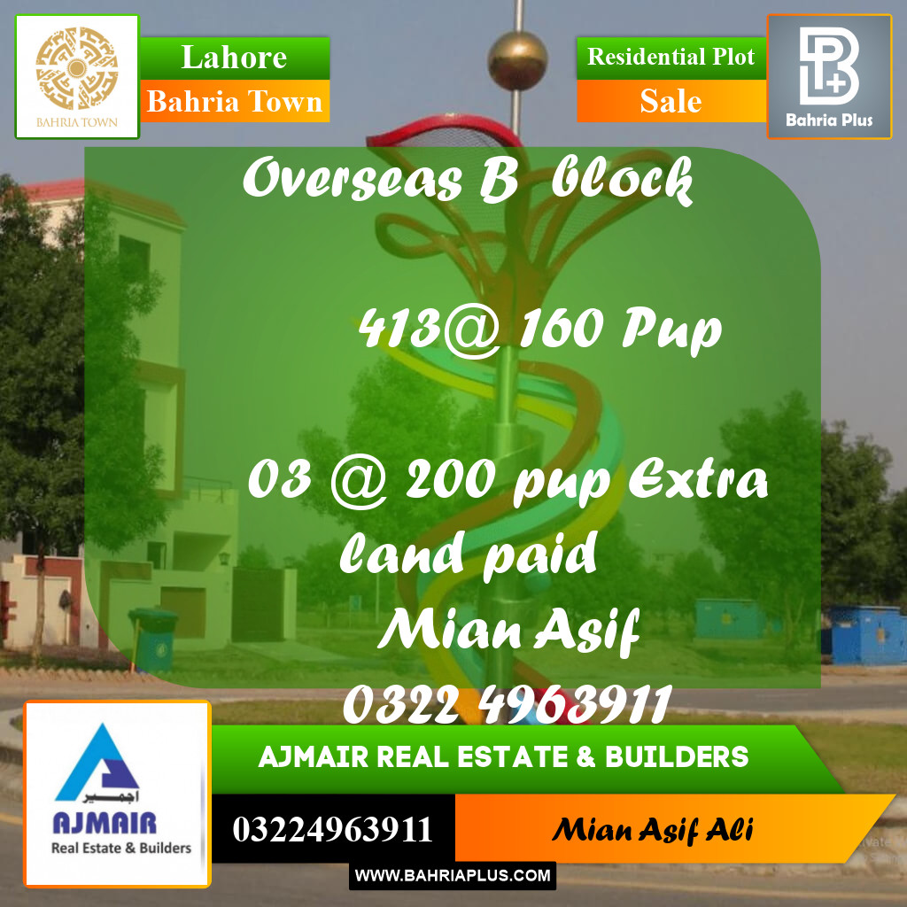Residential Plot for Sale in Bahria Town, Lahore - (BP-275970)