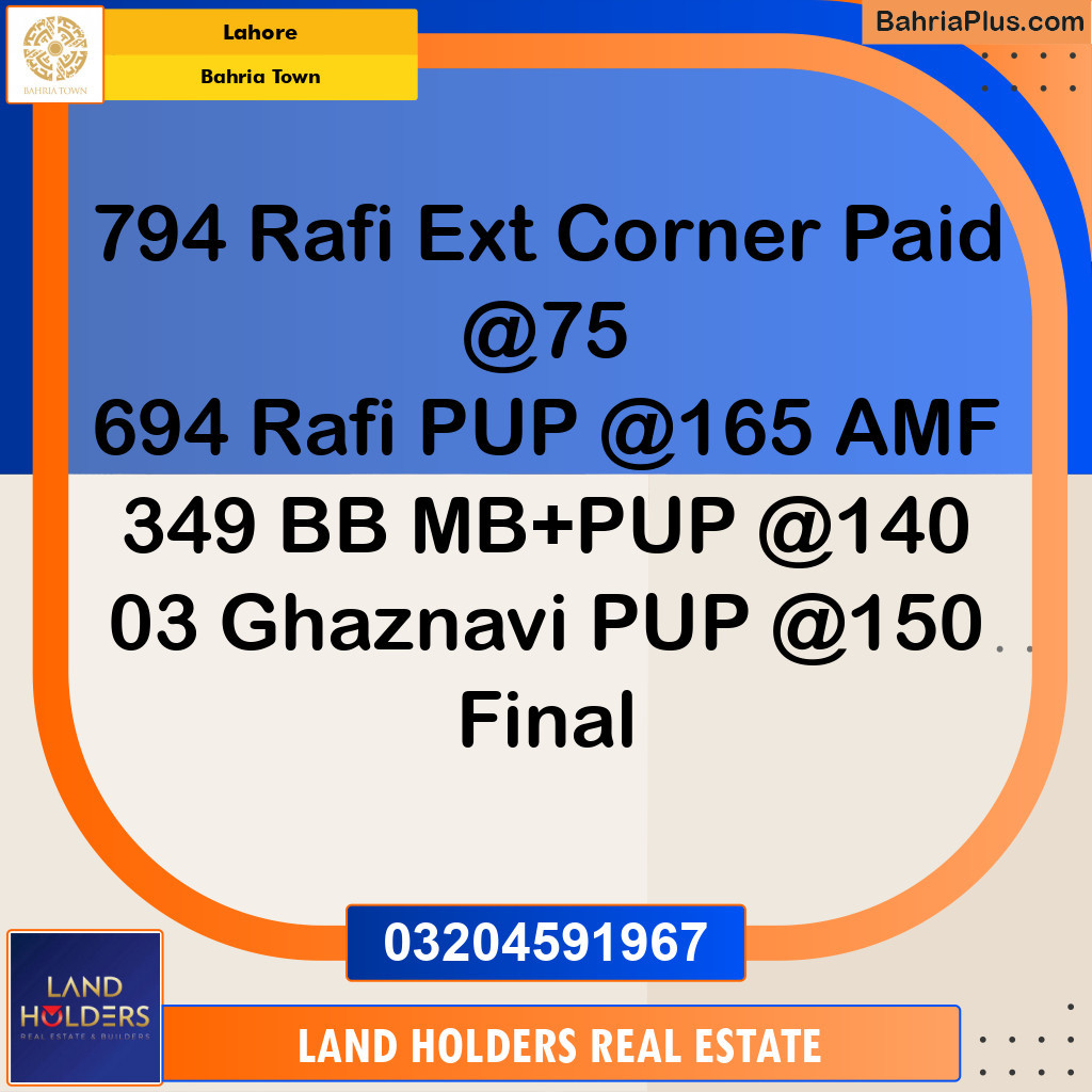 Residential Plot for Sale in Bahria Town, Lahore - (BP-275982)