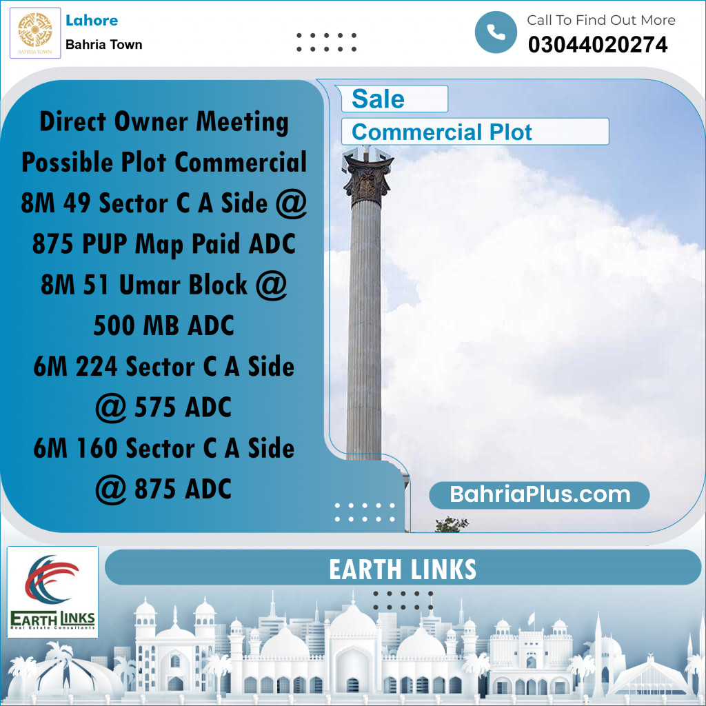 Commercial Plot for Sale in Bahria Town, Lahore - (BP-275992)