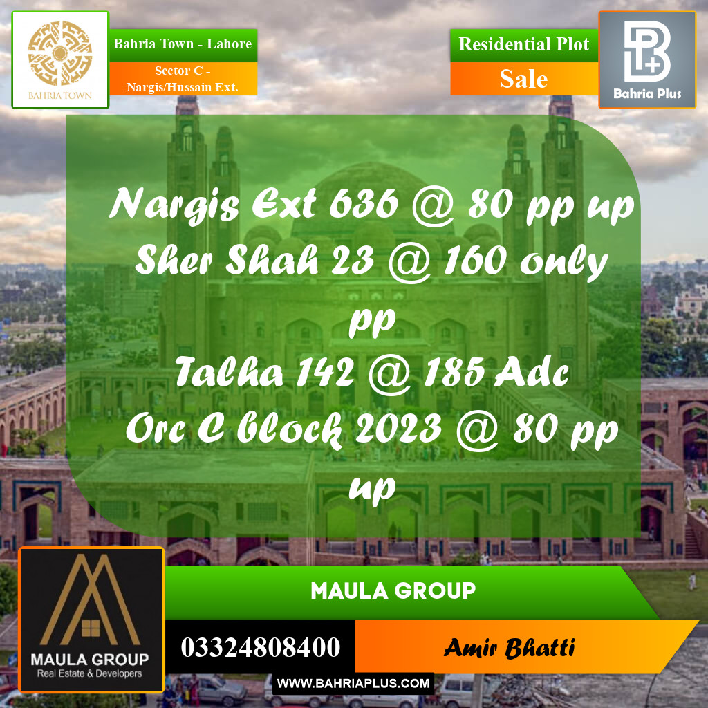 5 Marla Residential Plot for Sale in Sector C - Nargis/Hussain Ext. -  Bahria Town, Lahore - (BP-276018)