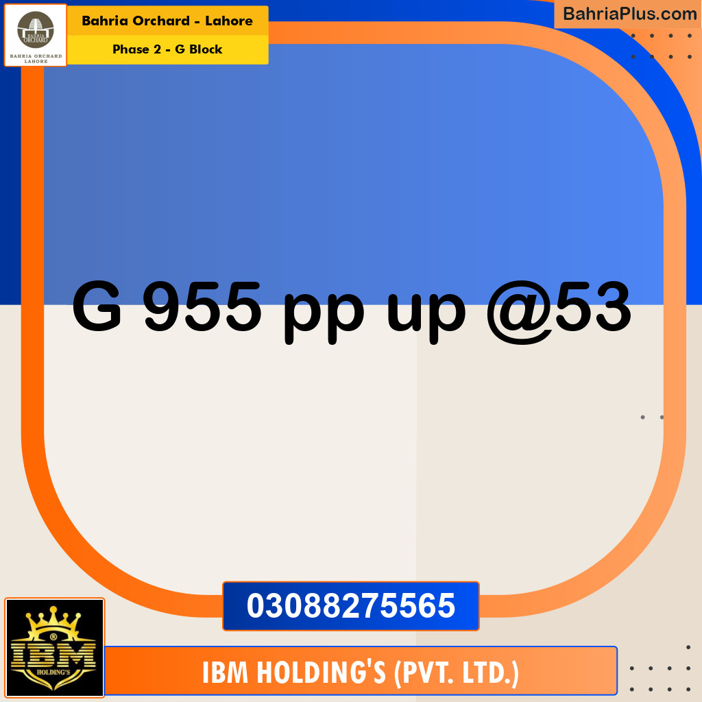 5 Marla Residential Plot for Sale in Phase 2 - G Block -  Bahria Orchard, Lahore - (BP-276028)