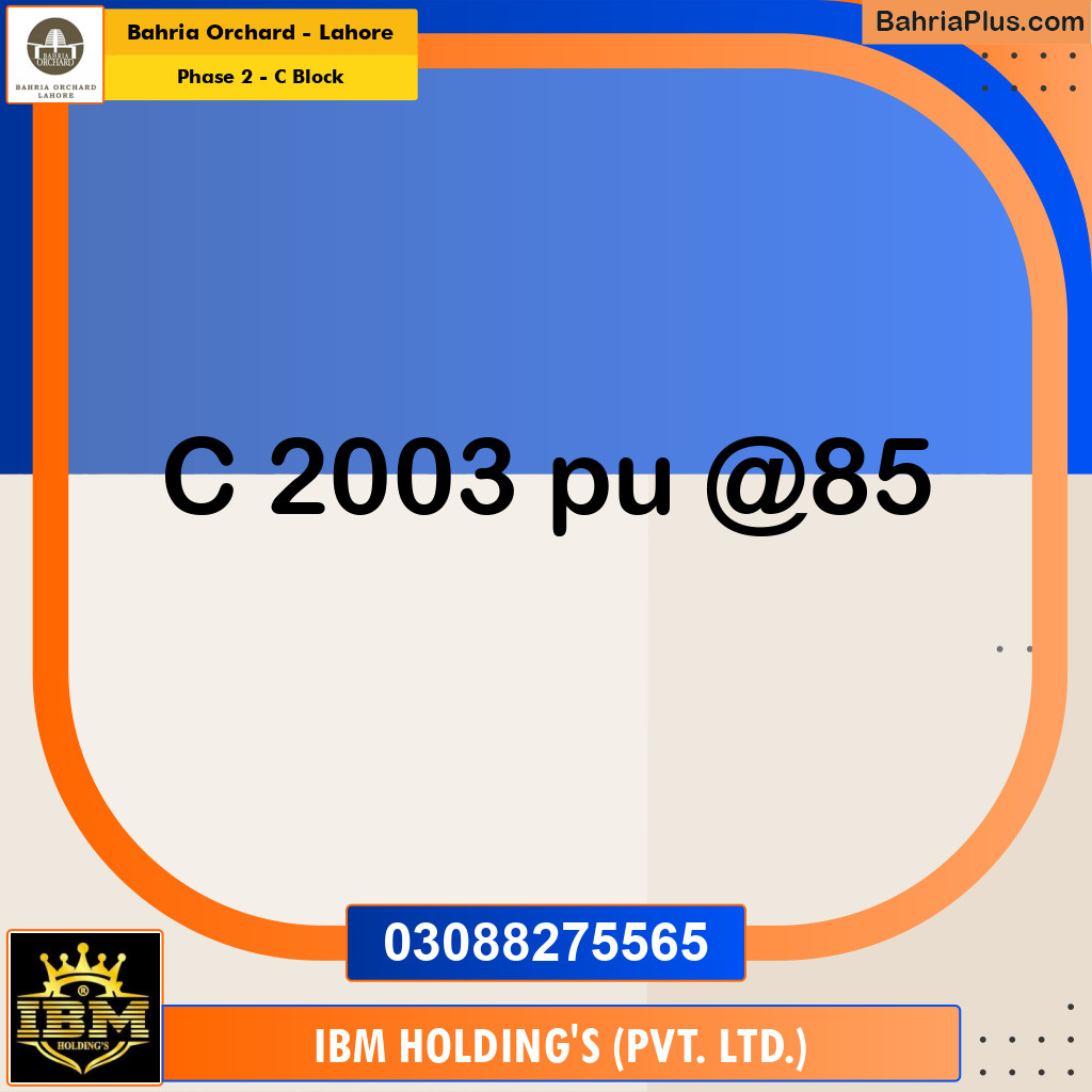8 Marla Residential Plot for Sale in Phase 2 - C Block -  Bahria Orchard, Lahore - (BP-276036)