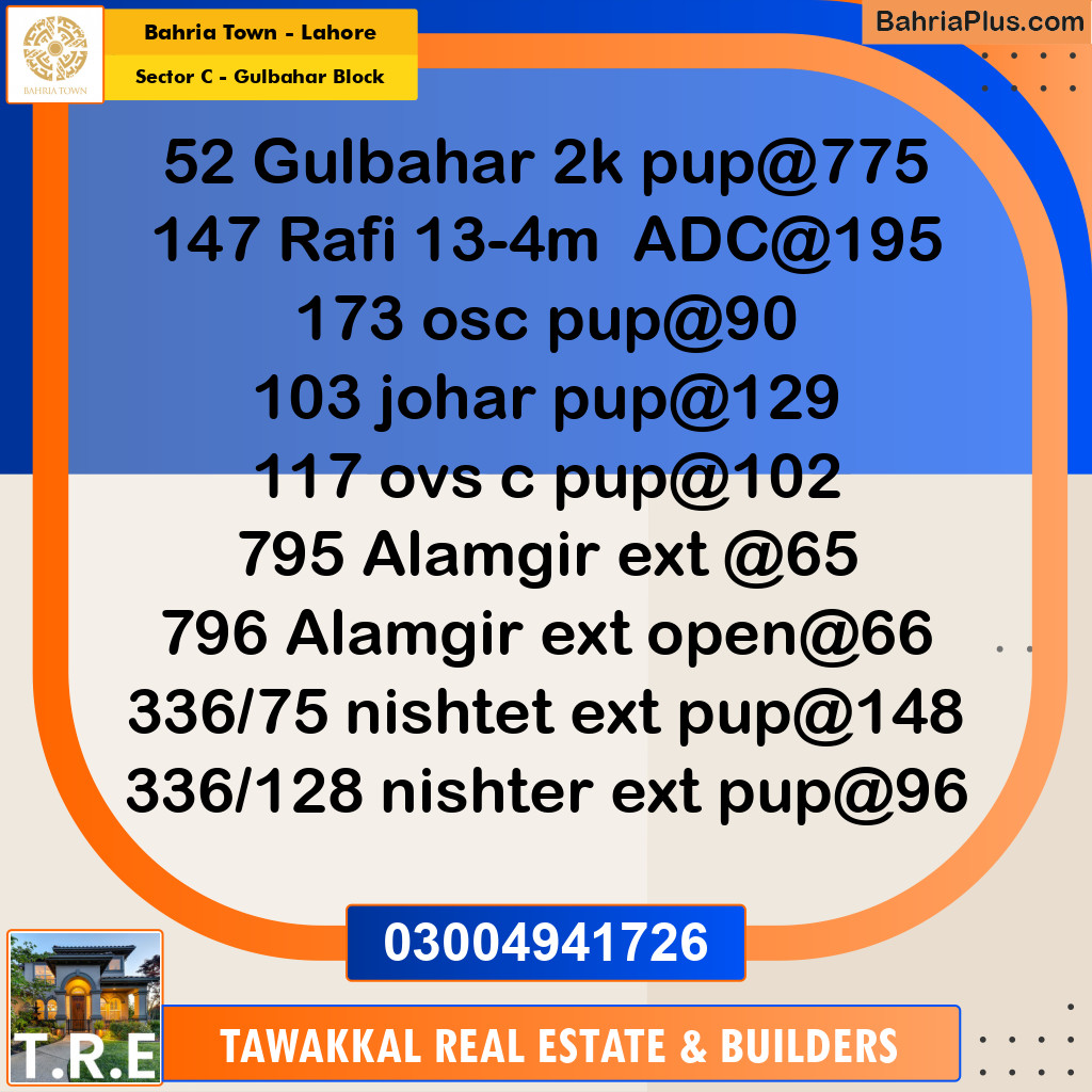 2 Kanal Residential Plot for Sale in Sector C - Gulbahar Block -  Bahria Town, Lahore - (BP-276048)