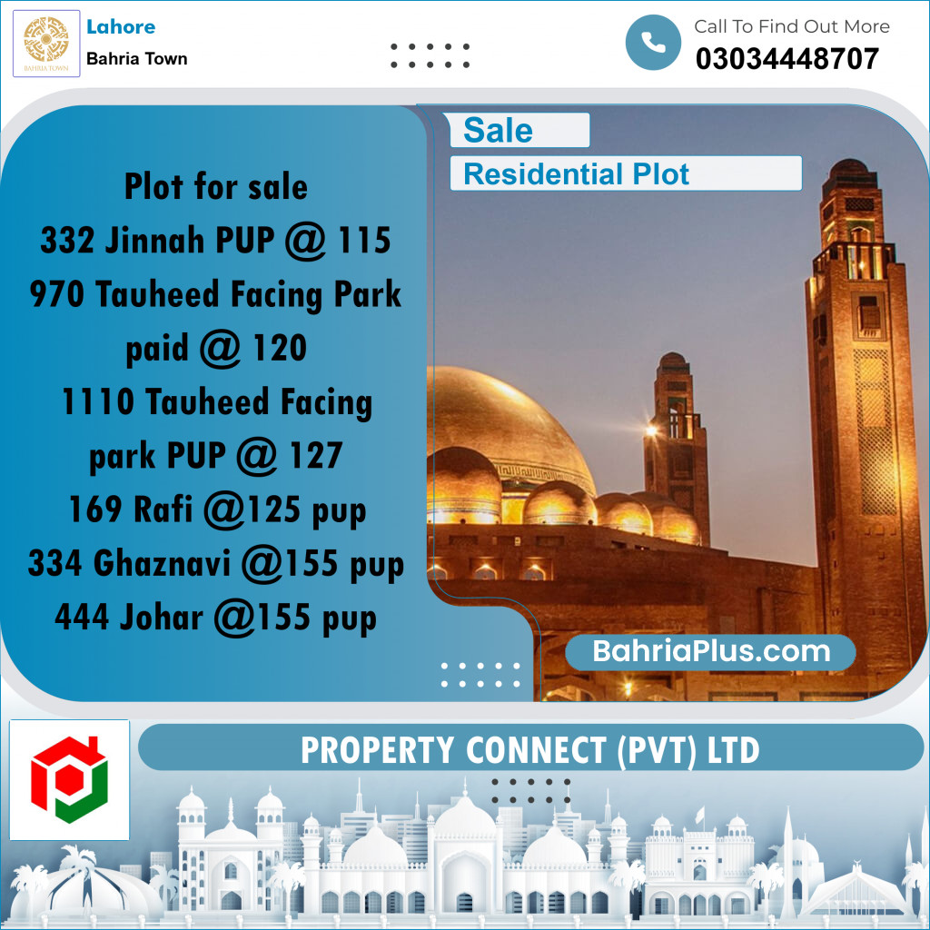Residential Plot for Sale in Bahria Town, Lahore - (BP-276117)