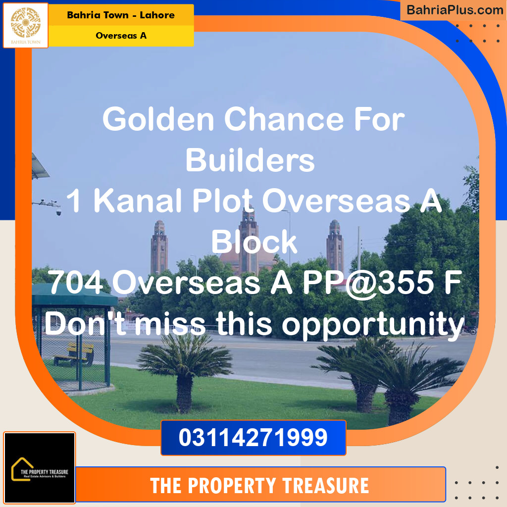 1 Kanal Residential Plot for Sale in Overseas A -  Bahria Town, Lahore - (BP-276146)