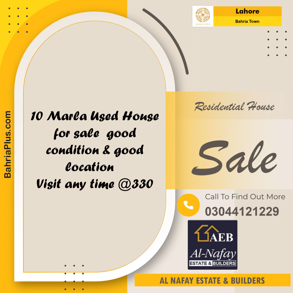10 Marla Residential House for Sale in Bahria Town, Lahore - (BP-276212)