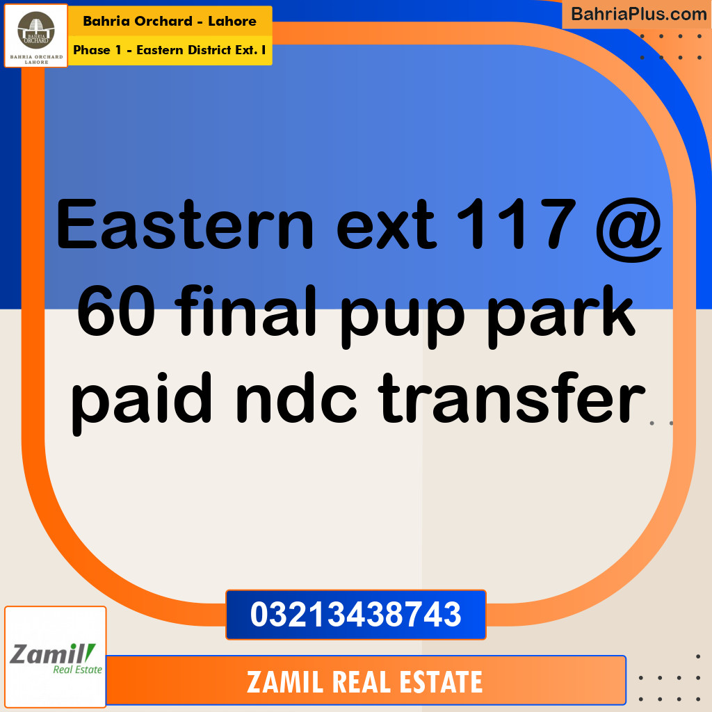 5 Marla Residential Plot for Sale in Phase 1 - Eastern District Ext. I -  Bahria Orchard, Lahore - (BP-276222)