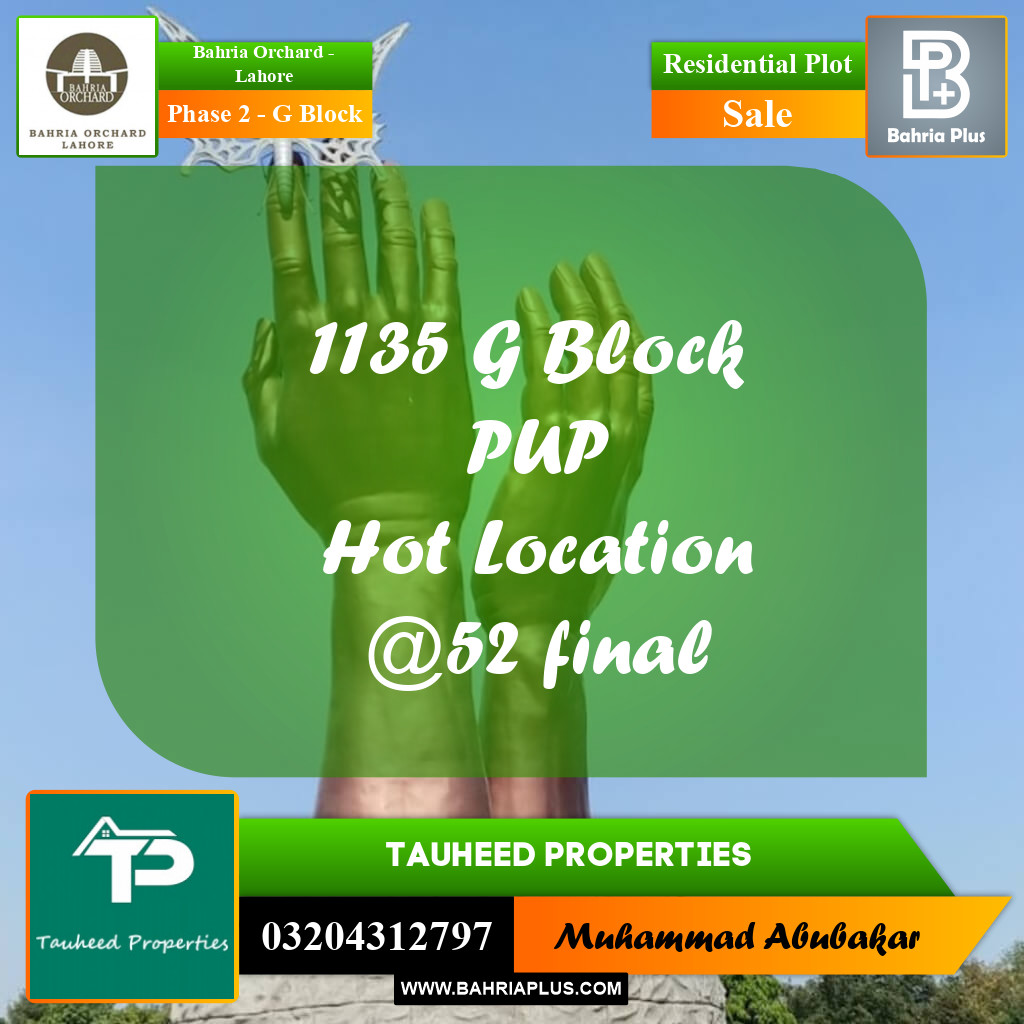 5 Marla Residential Plot for Sale in Phase 2 - G Block -  Bahria Orchard, Lahore - (BP-276235)