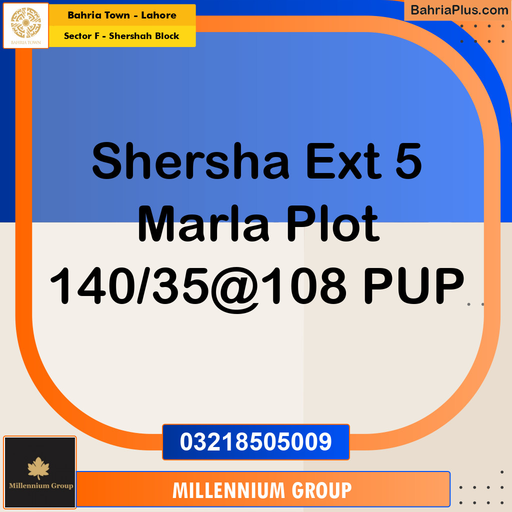 5 Marla Residential Plot for Sale in Sector F - Shershah Block -  Bahria Town, Lahore - (BP-276254)