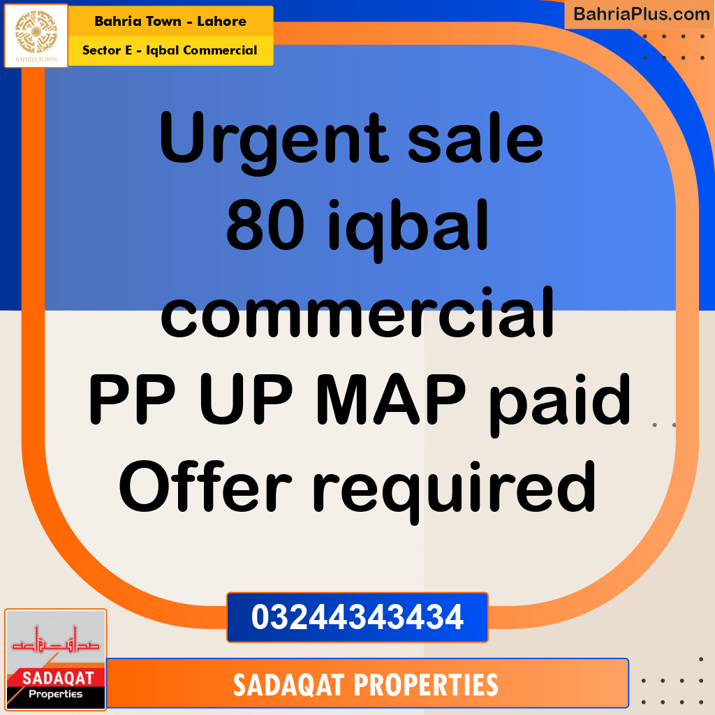 5 Marla Commercial Plot for Sale in Sector E - Iqbal Commercial -  Bahria Town, Lahore - (BP-276255)