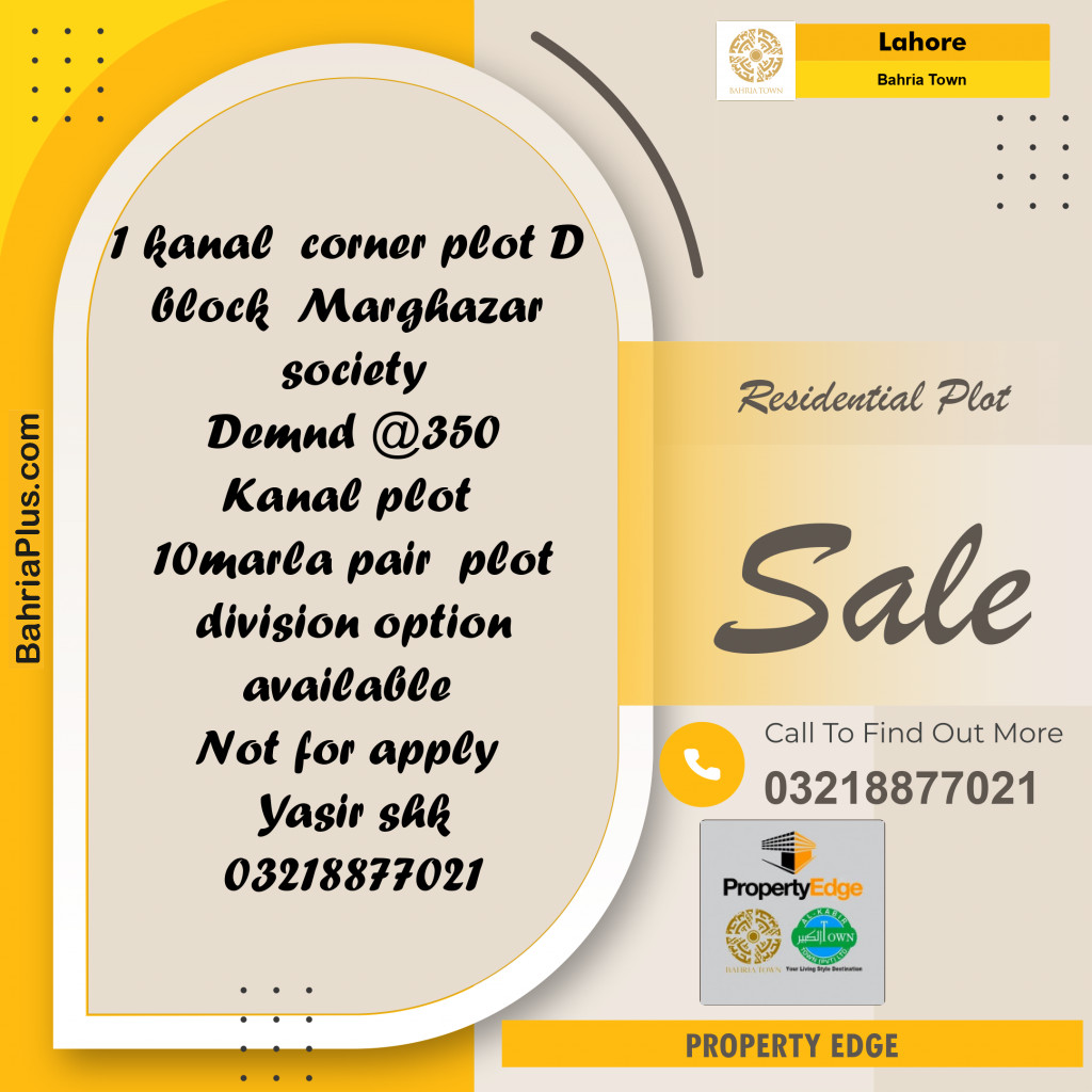Residential Plot for Sale in Bahria Town, Lahore - (BP-276258)