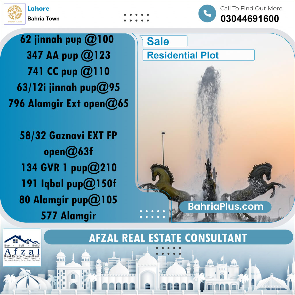 Residential Plot for Sale in Bahria Town, Lahore - (BP-276279)