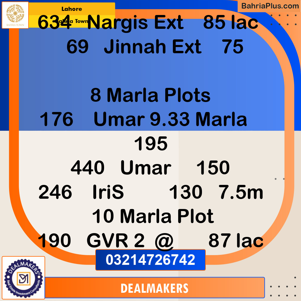 Residential Plot for Sale in Bahria Town, Lahore - (BP-276288)