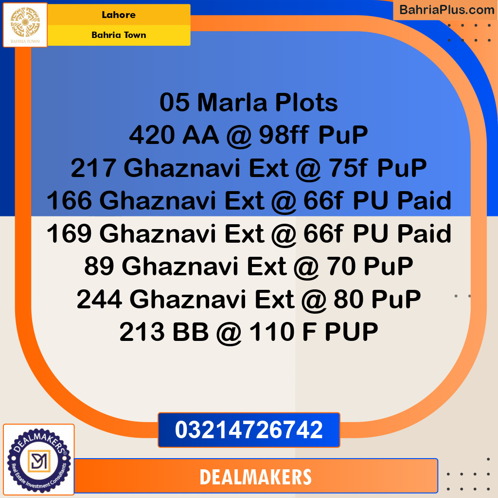 Residential Plot for Sale in Bahria Town, Lahore - (BP-276289)